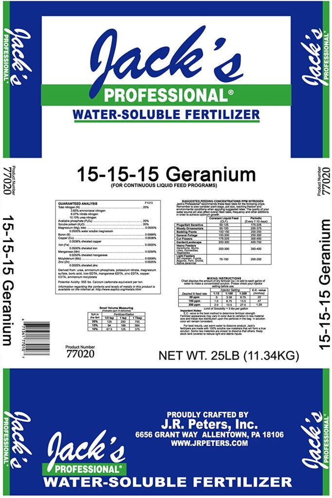 Jack's Professional Geranium 15-15-15 Fertilizer Review