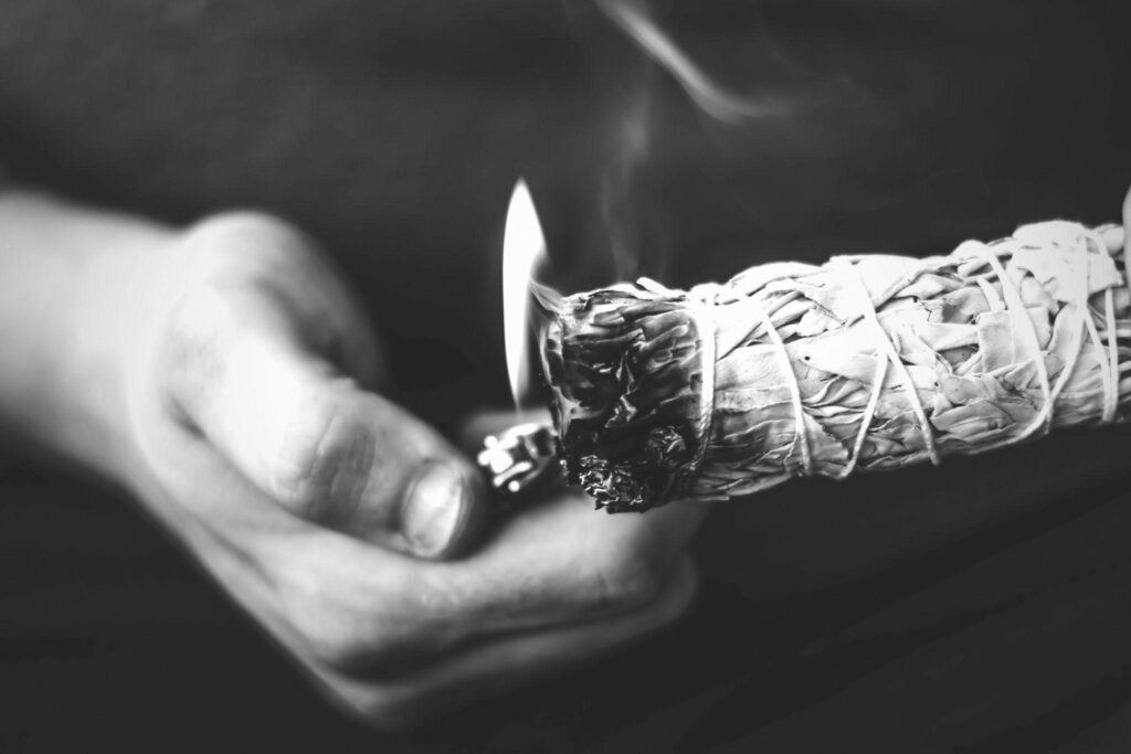 Smudging of White Sage