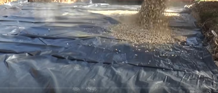 Place a tarp over the concrete over the bunker