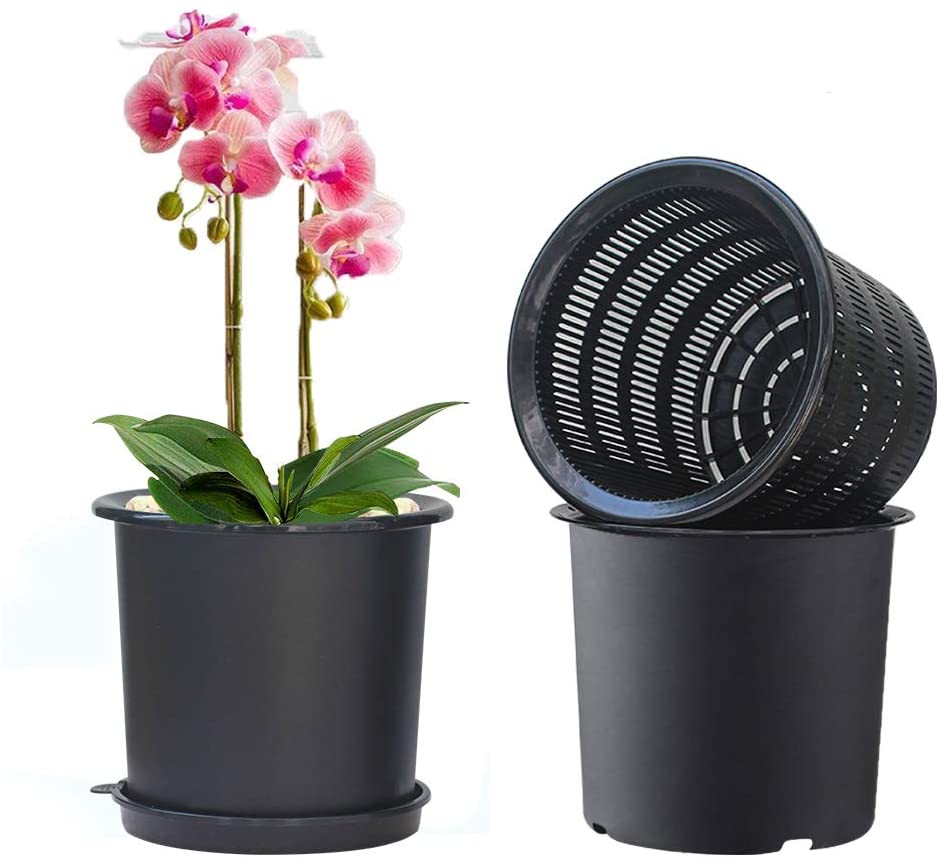 Meshpot 2Pcs 6.3 Inch Plastic Orchid Pots