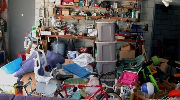 A cluttered garage creates a perfect home for brown recluse spiders