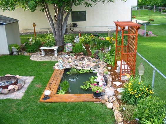A mini koi pond/water garden design 