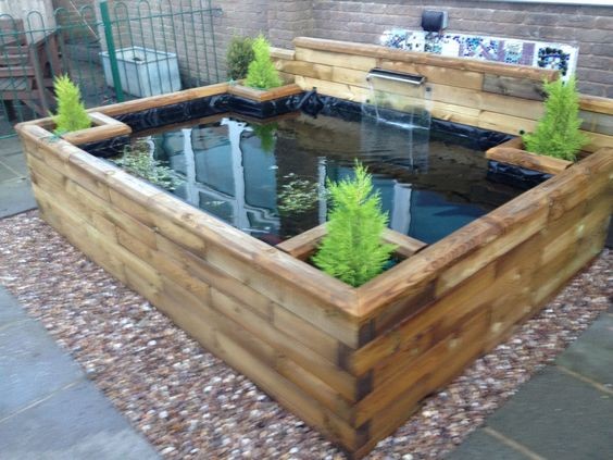 A raised koi pond with a depth of 2-3 feet makes enough room for some domestic koi fishes. 