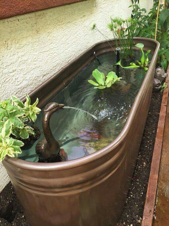 A repurposed galvanized bathtub 