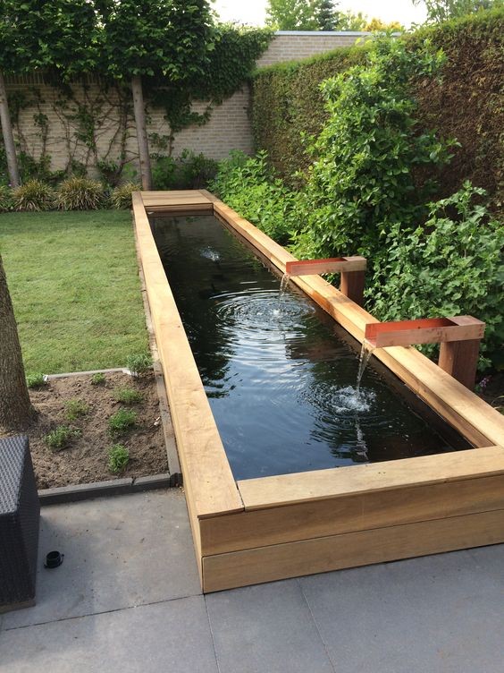 An extended rectangular koi pond