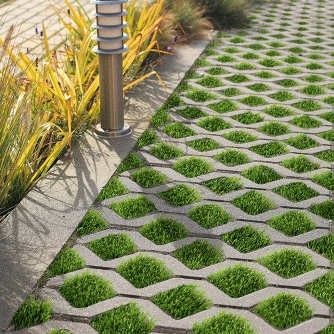 A pathway designed with a beautifully-patterned turf stone.
