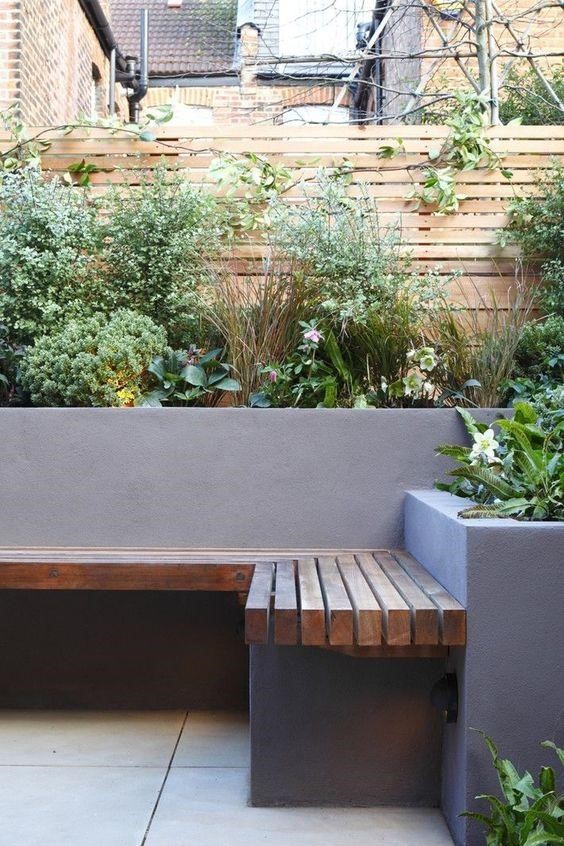 Fence planter box and seating.