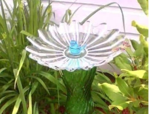 Glass birdbath