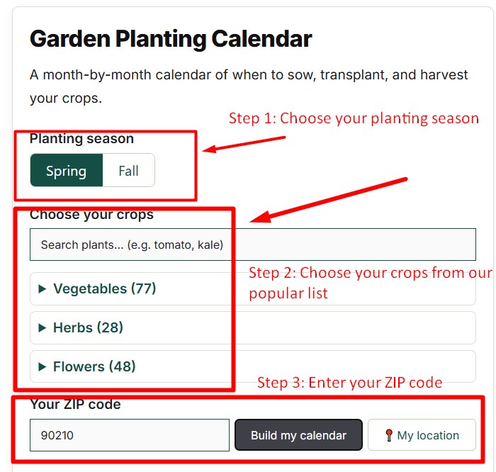 OGW Vegetable Planting Calendar