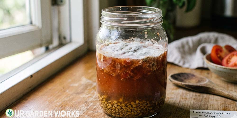 Close-up of fermentation jar after 4 days