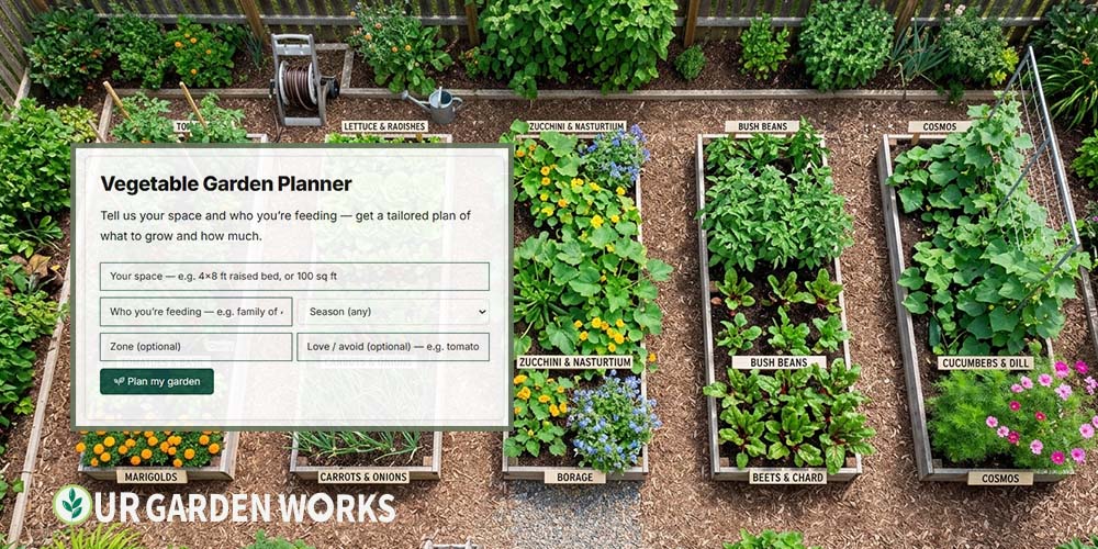 Vegetable garden planner — organized raised bed with square foot spacing