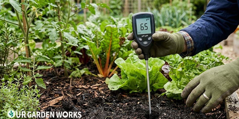 Soil pH calculator — testing garden soil pH with a meter before planting