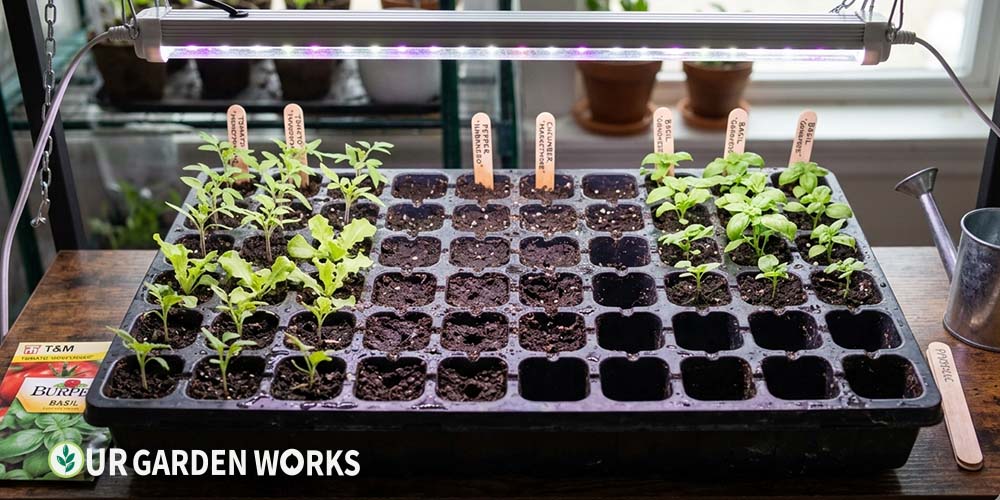Why seeds won't germinate — seed starting tray showing some cells with sprouted seedlings and empty cells where seeds failed to germinate