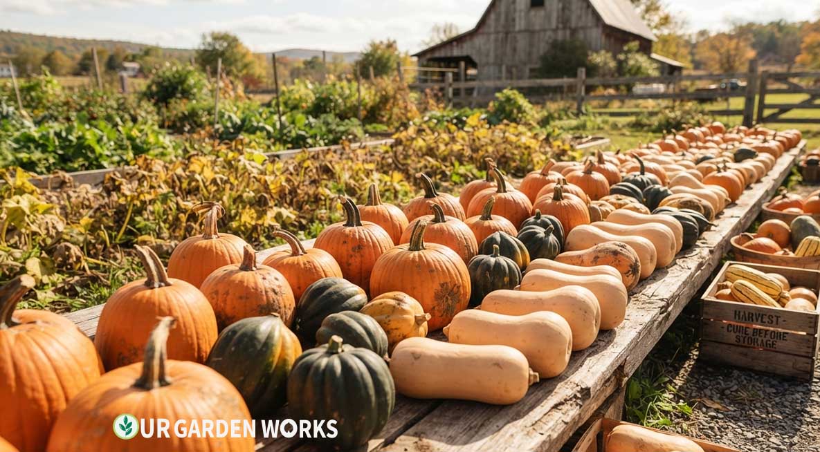 How to harvest and cure winter squash — squash curing in the sun before storage