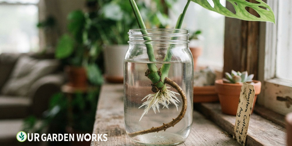 How to propagate monstera — stem cutting with aerial root rooting in water