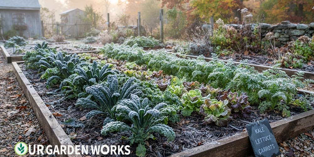 How to start a fall garden — established crops thriving under a light fall frost