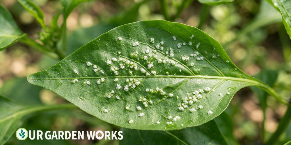 White spots on pepper leaves — small raised white bumps typical of oedema or bacterial spot
