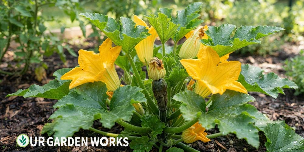 Zucchini flowers without fruit set — pollination failure pattern